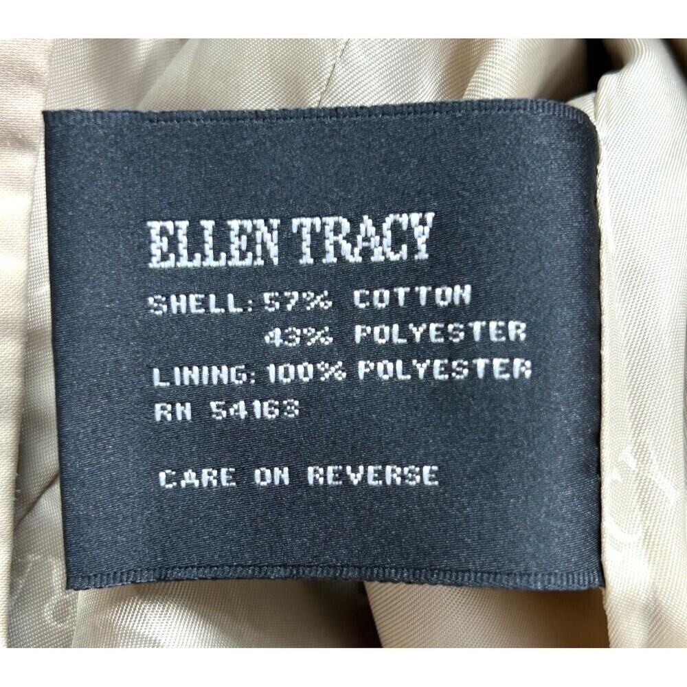 Ellen Tracy Womens Classic Tan Mid Length Trench Coat Small Flaw Sz L 1168N1 - Picture 10 of 12